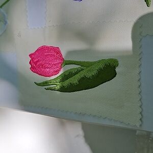 Handmade machine embroidery flower patch